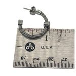 Sterling Silver Stainless Steel Cable Hoop Earrings CZ Pave 1" Pierced Photo 4