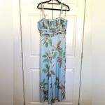 Hutch Anthropologie  Ruched Satin Tropical Beach Wide Leg Jumpsuit Size 4 Photo 3