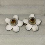 Blue & Yellow 3D Hawaiian Plumeria Flower Pierced Earrings Photo 5