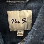Per Se  Frayed Raw Hem Blue Denim Jean Jacket Photo 12