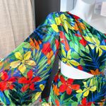 MB Finale Floral One Shoulder Long Balloon Sleeve Mini Dress Women’s Size Large Photo 4