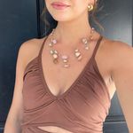 Beautiful wire stone beaded layered pastel color necklace Pink Photo 1