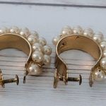 Vintage Screw Back Earrings Faux Pearl Hoops Photo 5