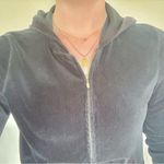 Jones New York Women's Vintage Y2K Black Velvet Velour Zip-Up Hoodie Jacket with Gold Hardware Photo 2