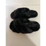 PINK - Victoria's Secret Victoria's Secret PINK Criss Cross Slipper Size‎ 7-8 Medium Black Fuzzy Slides Photo 4