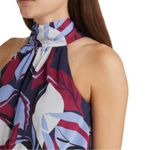 Eliza J  Print Tie Waist Wide Leg Jumpsuit 4 Floral‎ Purple Burgundy High Neck Photo 4