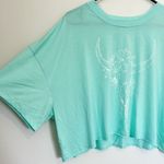 Nordstrom NWT Wst Cst Boxy Crop Oversized Mint White Cow Skull T-Shirt - Large Photo 1
