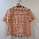 ZARA  Peach Guipure Lace Button Up Top Size Small Photo 5