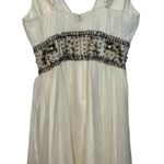 NWT Mandalay White Silk Navy Blue Beaded Sequin Mini Evening Dress Womens Size 6 Photo 5