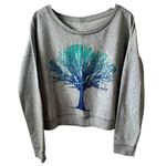 Aeropostale Sweatshirt Women M Gray Blue Sequin Tree Boho Fall Casual Athleisure Photo 0