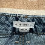 Good American  90's Duster Straight Leg Blue‎ Jeans High Rise Distressed 6/28 Photo 9