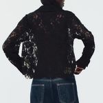 ZARA  NWT black lace button front shirt Photo 4