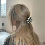 Y2K Aesthetic Checkerboard Geometric Acetate Hair Claw Photo 4