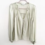 ZARA Green Sheer Ruffled Polka Dot Blouse Balloon Long Sleeve Size SMALL Photo 6
