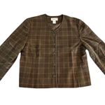 Pendleton Women's Petite Green Plaid Blazer Jacket Size 14 Button Front Photo 0