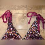 Free People Big Night Sequin Crop Top S Confetti in Pink Sparkle Barbie Surplice Photo 7