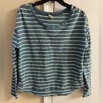 We The Free crewneck top boxy fit striped dark teal oversized Small Photo 0