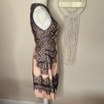 lela rose • wool silk lace appliqué embroidered peach black dress Size 0 Photo 88