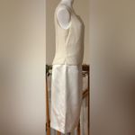 Jim Hjelm Occassion Cream Satin Skirt White Glass Beaded Sleeveless Blouse Sz 14 Photo 2