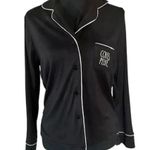 Rae Dunn  "Coffee Please" Black Long Sleeve  Embroidered Pajama Set, size Small Photo 1