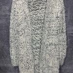 Alya  Women’s Long Open Front Cardigan Size S Gray Black Fuzzy Knit Pockets Style Photo 0