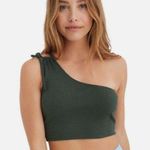 Aerie  size large one shoulder green crop top tie Photo 0