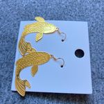 Gold Koi Fish Drop Earrings – Lightweight Metal, Laser Photo 4