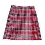 Vintage 90s City Silk Stretch Red Plaid Pleated High Waisted Mini Skirt Size 4 Photo 0