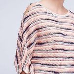 Anthropologie  Postmark Malu Spacedye Stripe Cold Shoulder Blouse Sweater Large Photo 2