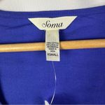Soma Royal Blue & White Embroidered Long Sleeve Tunic Swim Cover Up XS Photo 4