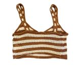 Cotton On Ribbed Knit Brown Beige Striped Sleeveless Crop Top Medium Photo 3
