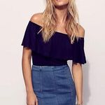 Free People Blue Mini Pencil Skirt Casual Modern Femme Denim Mini Photo 0