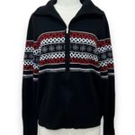 Josephine Chaus  Fair Isle Full Zip Black Sweater Large Photo 10
