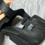 Eileen Fisher Eileenā Fisher Iris Black Suede Heels Sandals Cutout Open Toe Minimalist Edgy Photo 4