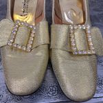 Vintage 50’s/60’s Miss America Gold Heels with Rhinestone Buckles Size 7.5 Photo 6
