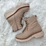 OASIS SOCIETY | Tan Off White Lug Sole Combat Boots Zipper Lace Up | Size 9 Tan Photo 1