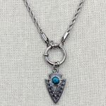 Arrowhead Charm Necklace with Faux Turquoise Silver Photo 0