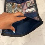 Vintage Stone Mountain suede tri fold crossbody or waist bag western interior Blue Photo 11