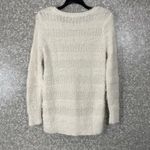 Gibson Latimer  White & Metallic Thread Open Weave Sweater - Size Medium - Stripe Photo 5