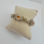 Citrine Silver 925 Crystal Flower Bracelet Gold Photo 1