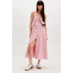 Free People  Coquette Cottage Via Midi Bow Dress in Pink Gingham Check NWT Medium Photo 2
