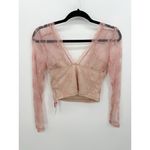 Cider Pink Lace Long Sleeve Crop Top Button Front Size M Witchy Fairy Romantic Photo 1