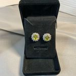 Jewelry set of Necklace, Earrings and ring (SZ 9) Silvertone Yellow/Green stone Silver Photo 4