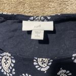 J Jill Dress Womens Large Petite Navy Blue Paisley Knee Short Sleev Swing Modest Size undefined Photo 1