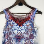 Apt. 9  Tank Top Womens Medium Blue Red Sheer Boho Embroidered Sleeveless Festival Photo 3