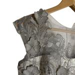 Rickie Freeman Teri Jon Silver Gray Floral Jacquard Applique Evening Gown Size 4 Photo 3