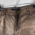 Theory NWT Bronze Brown Metallic Soft Leather Boot Cut Pants Mid Rise Size 0 Photo 2