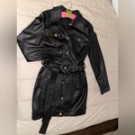 Oh Polly  Black Leather Jacket Sleek Fitted Silhouette Photo 5