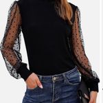 Blooming Jelly NWT Elegant Polka Dots Mesh Green Long Sleeve Blouse size XL Photo 0