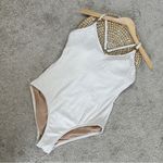 Kona Sol  Women’s Wide Ribbed Ring Medium Coverage One Piece Swimsuit in Cream M Photo 3